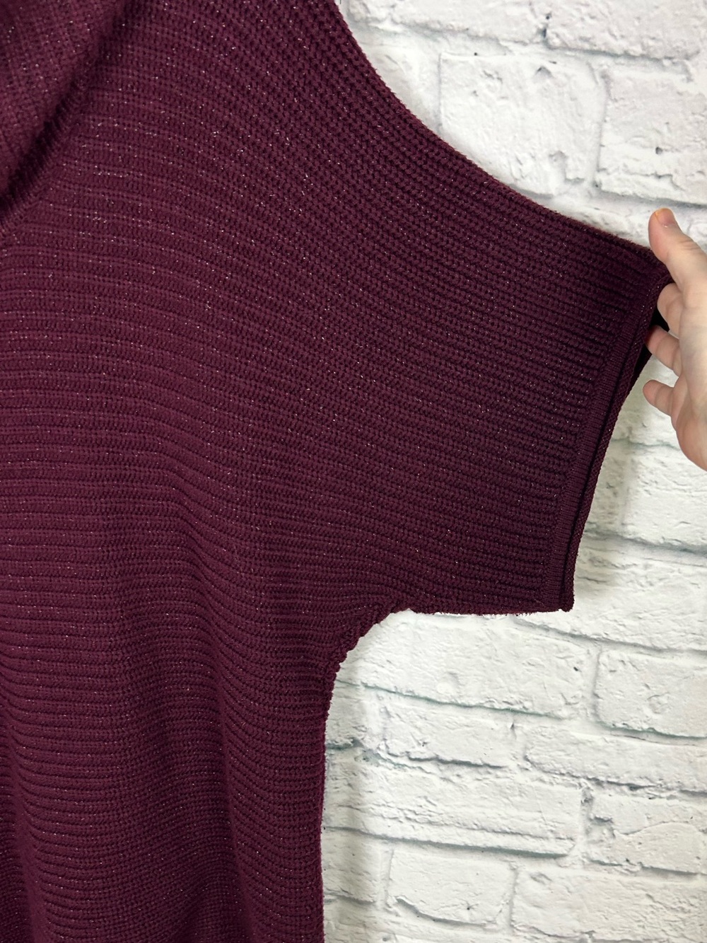 Coldwater Creek Women’s XL Burgundy Cowl Neck Short Sleeve Knit Sweater Top - Picture 2 of 6